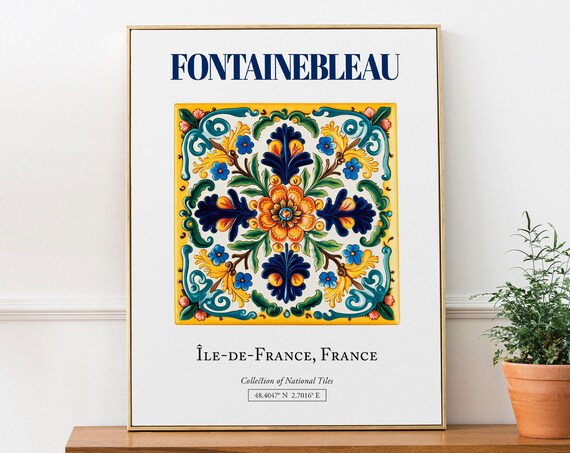 Fontainebleau France Folk Traditional Tile Art Print