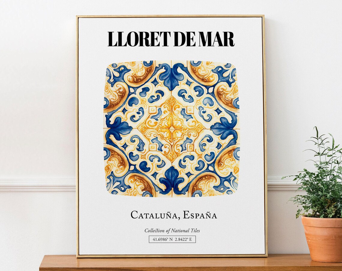 Lloret De Mar Coastal Tile Pattern Art Print