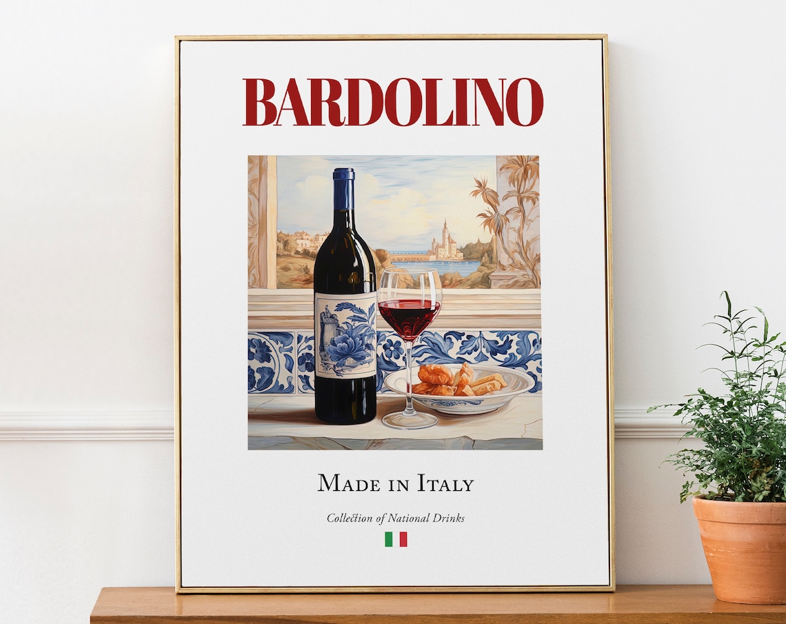 Bardolino on Maiolica Tile, Italian Drink Poster