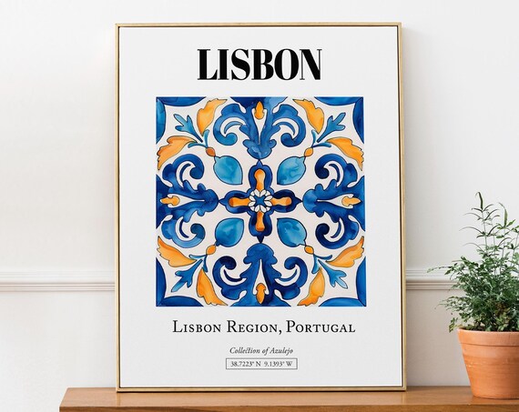 Lisbon Portugal Traditional Tile Pattern Travel Poster