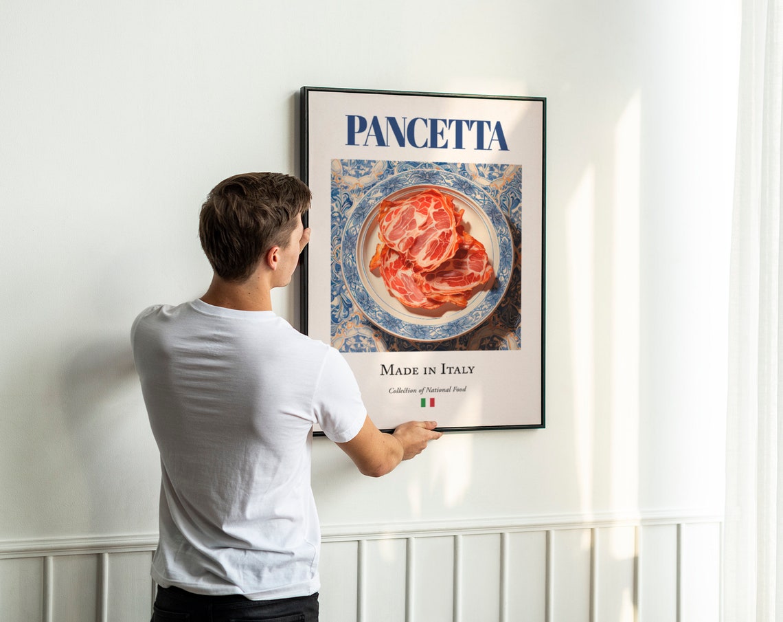 Pancetta on Maiolica Tile Plate, Italian Food Art Print - Image 3