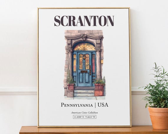 Scranton Pennsylvania USA Watercolor Travel Poster