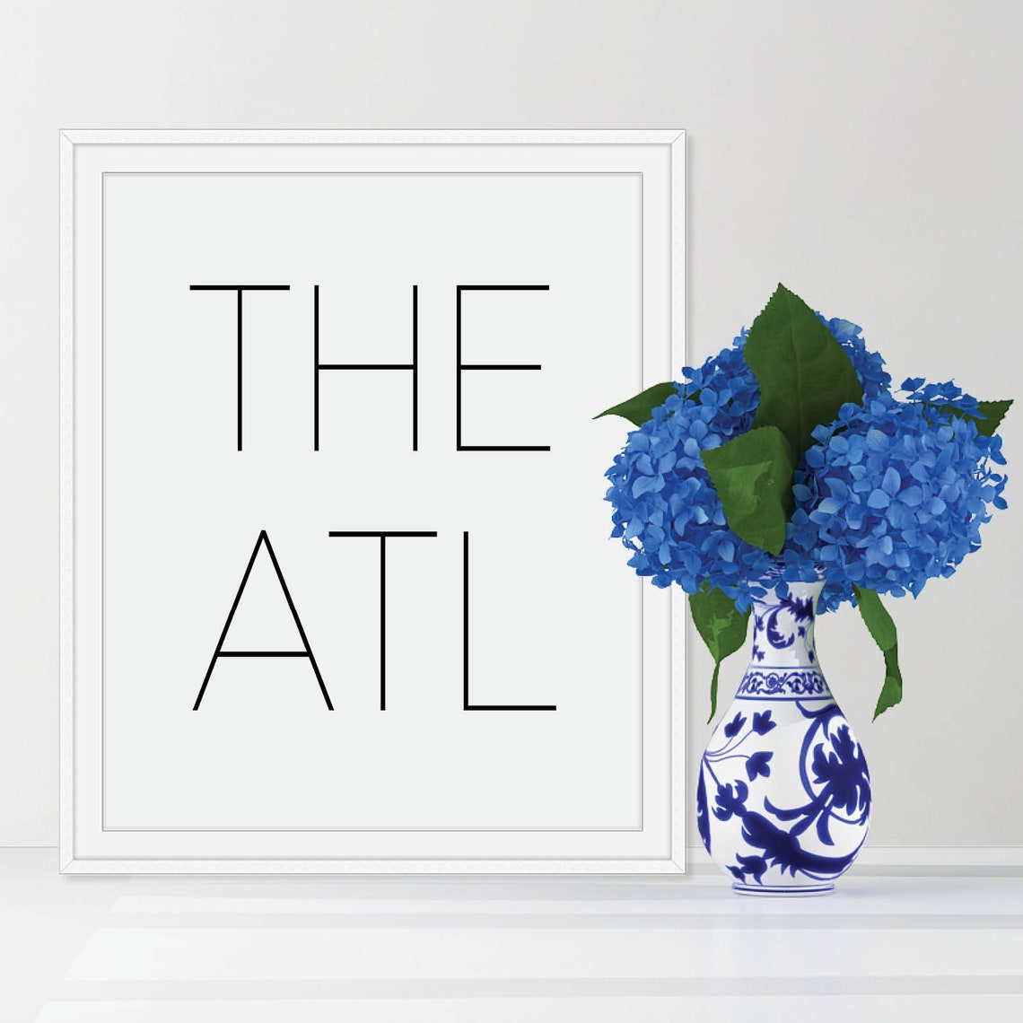 The ATL Atlanta Minimalist Thin Line Typography Black White Poster