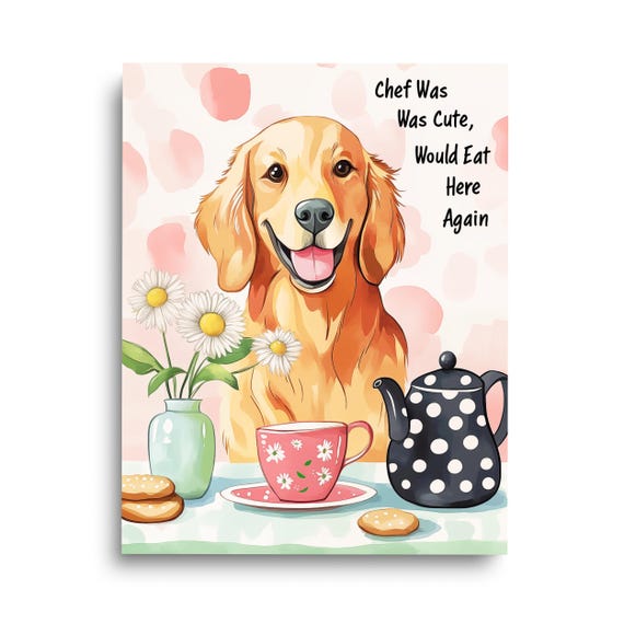 Cute Golden Retriever Print Dog Wall Art Doggo Funny Kitchen Home Decor Quirky Puppy Artwork Pet Cafe Poster Animal Nursery