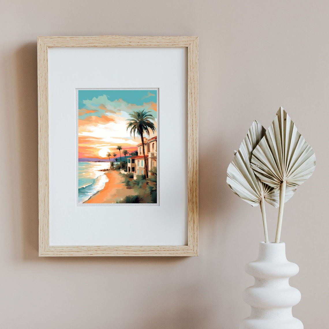 Costa Blanca Sunset Beach Mediterranean Coastline Watercolor Poster - Image 2