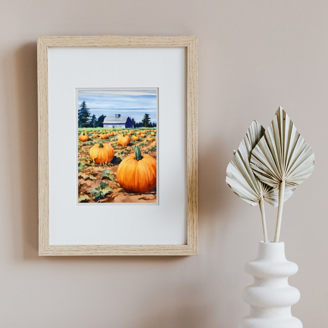 Pumpkin Farm Watercolor Print Autumn Art Us Travel Poster Illinois Poster Harvest Art Pumpkins Poster Farmhouse Painting - Image 2