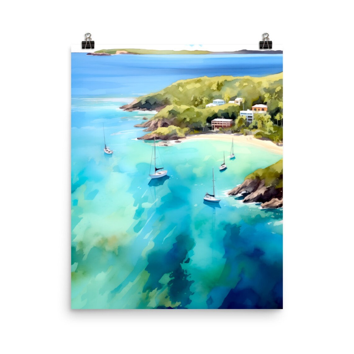 St John Watercolor Print, US Virgin Islands Travel Poster