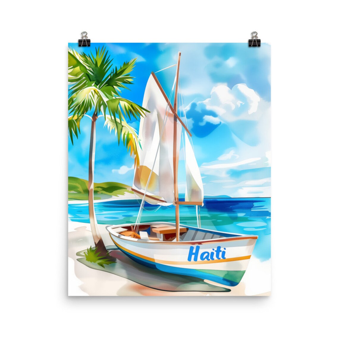 Haitian Fishing Sloop Watercolor Art Print