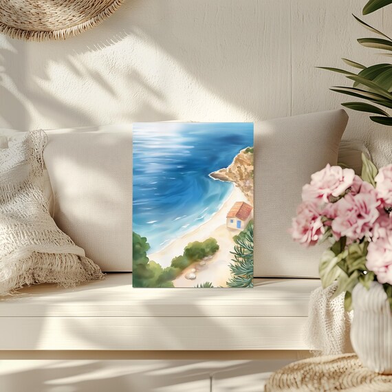 Lampedusa Rabbit Beach Watercolor Print Sicily Wall Art Sicilian Decor Italy Artwork Europe Travel Gift Coastal Seaside Nature