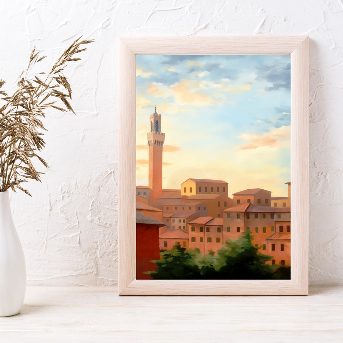 Siena Terracotta Rooftops and Torre del Mangia Watercolor Poster - Image 3