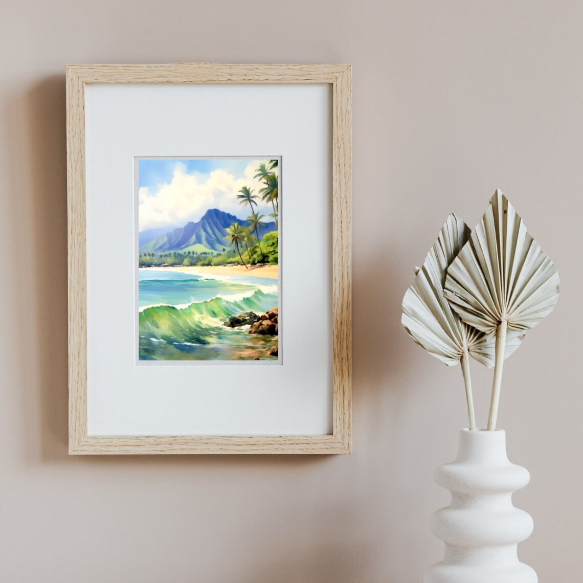 Hanalei Bay Watercolor Travel Poster, Kauai Hawaii - Image 2