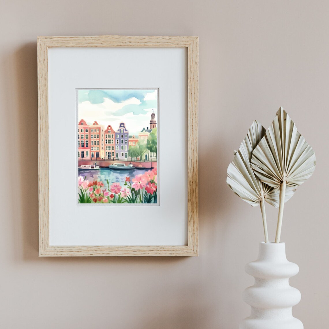 Amsterdam Watercolor Travel Poster, Dutch City Art - Image 3