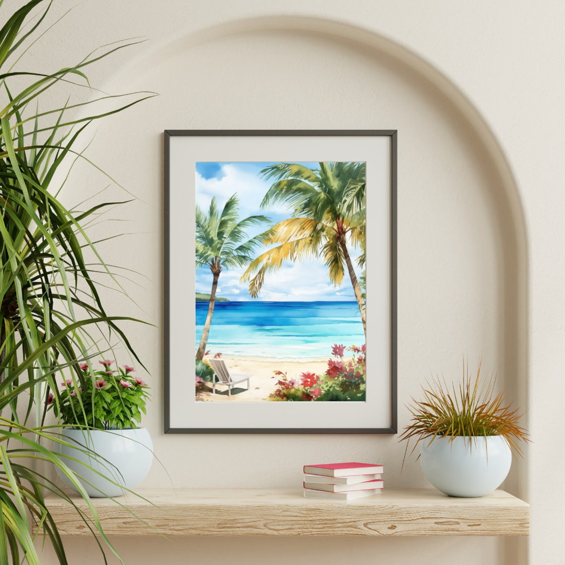 Jamaica Turquoise Beach With Palms Lounge Chair Tropical Poster - Image 3