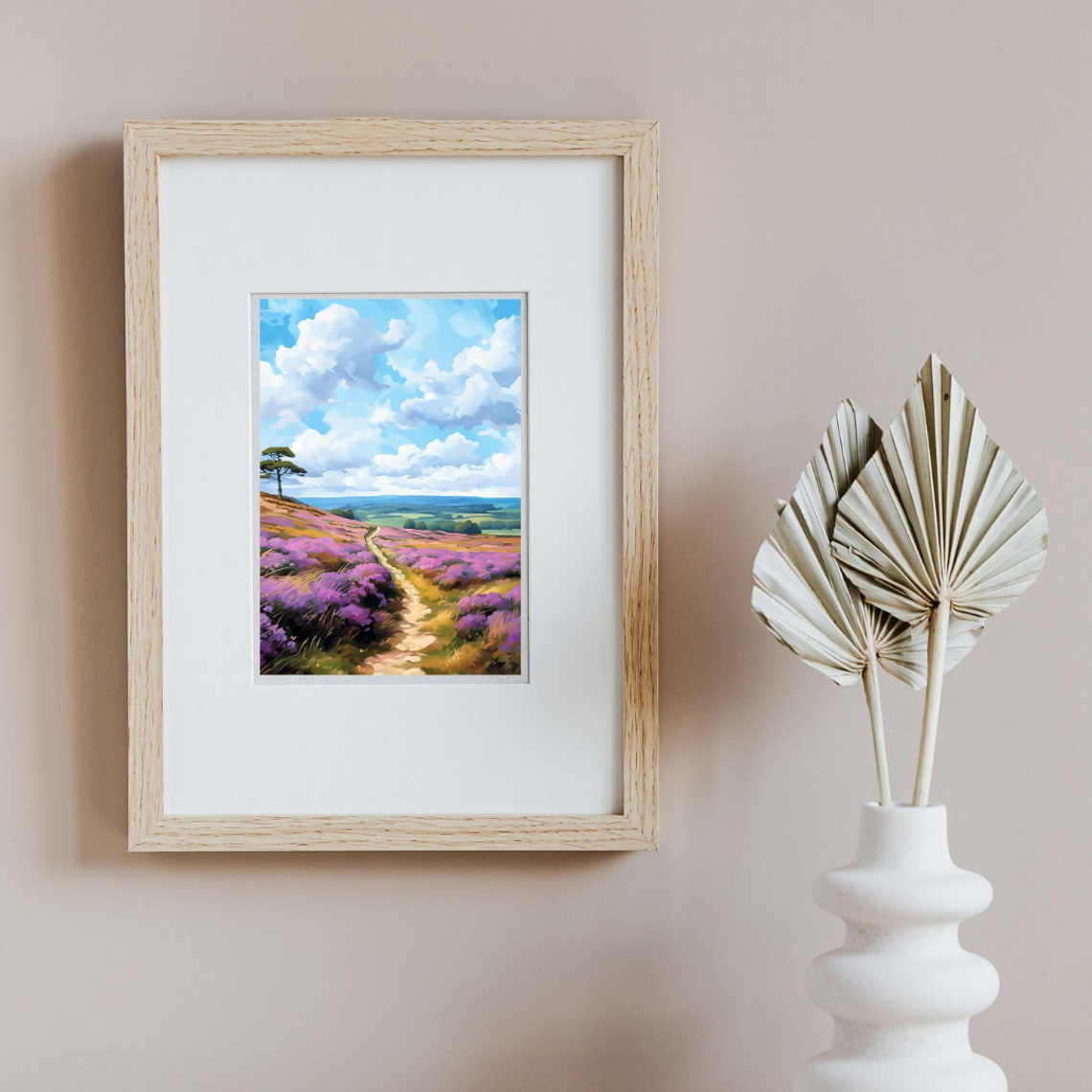 North York Moors Heather in Bloom Watercolor Landscape Poster - Image 2