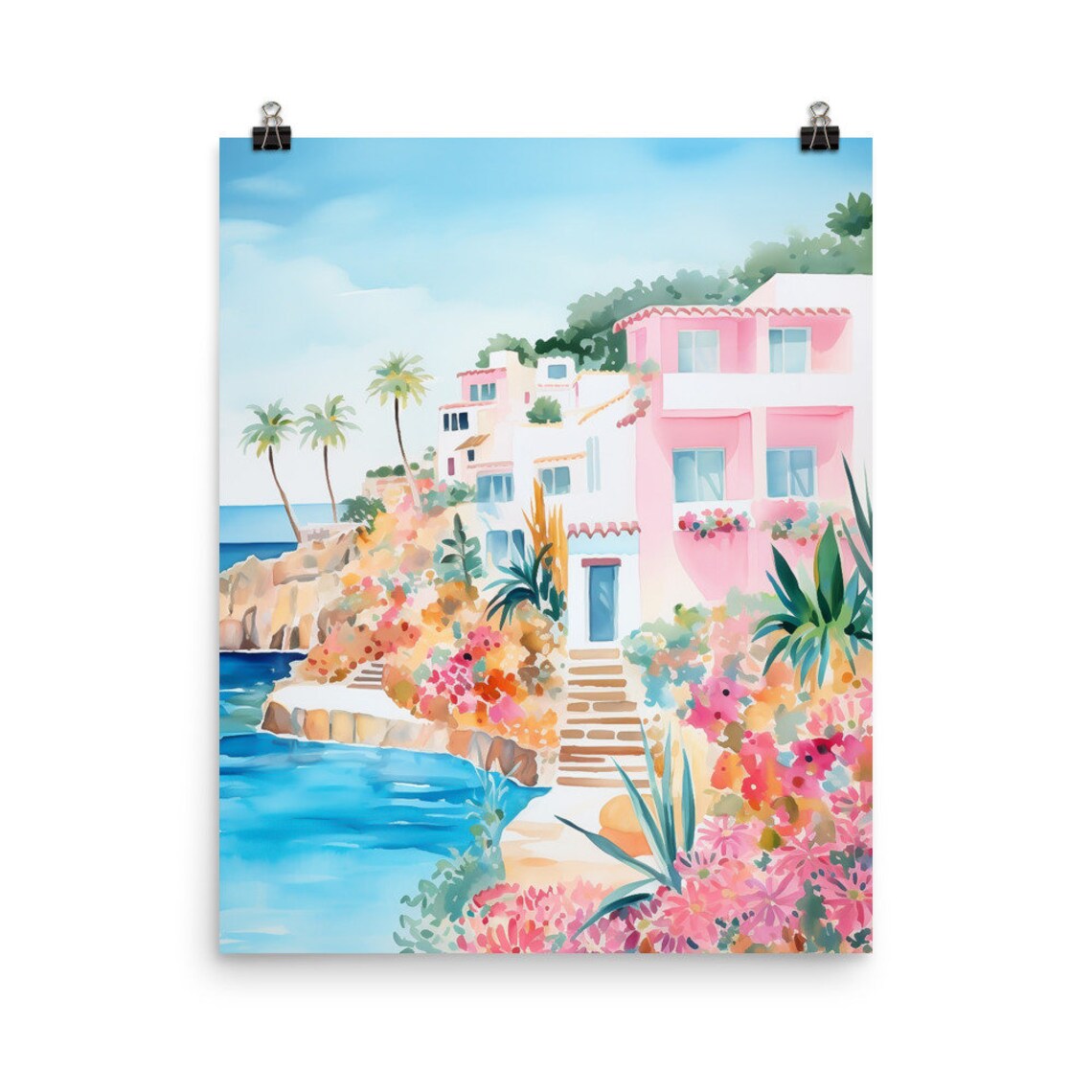 Procida Watercolor Travel Poster, Italian Peninsula