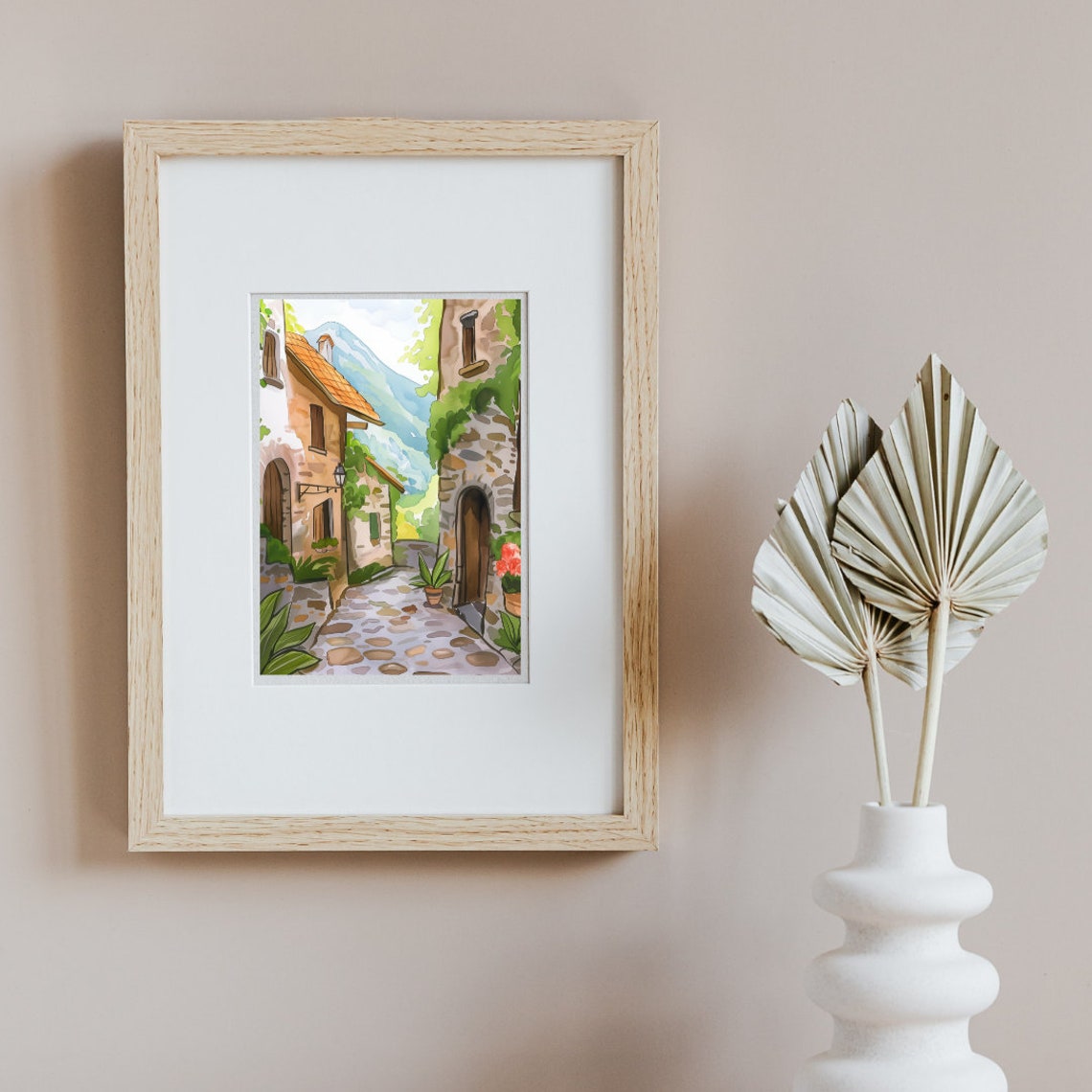Bondone Village Cobblestone Alley between Stone Houses Poster - Image 2