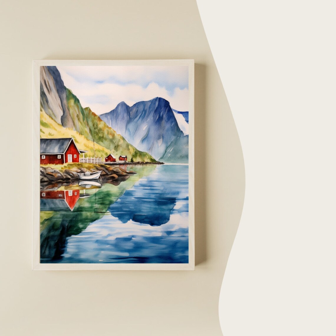 Lofoten Islands Watercolor Travel Poster, Norway - Image 2