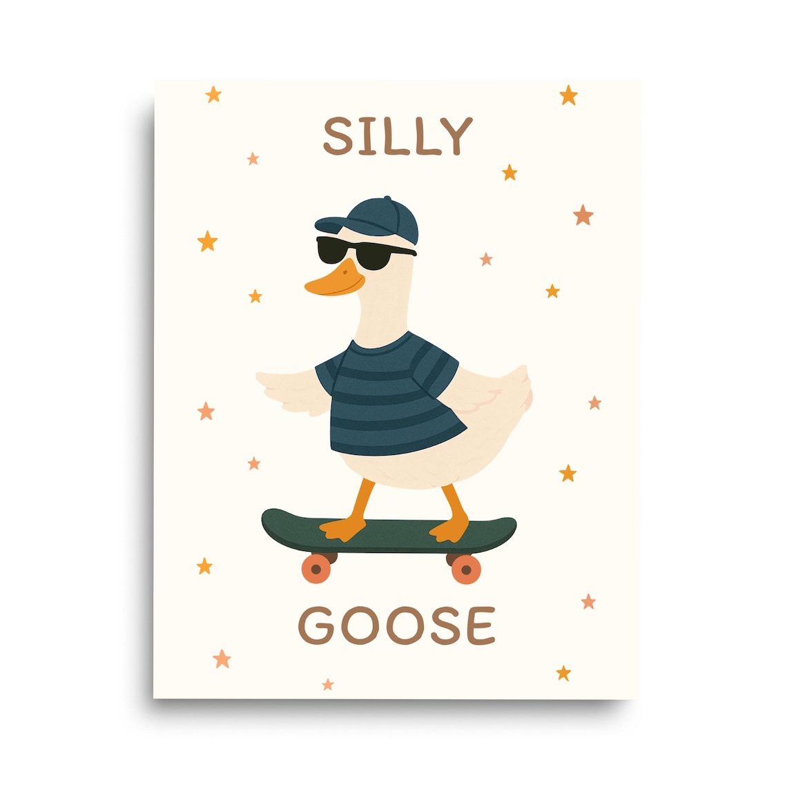 Silly Goose Boy Print, Cute Nursery Wall Art