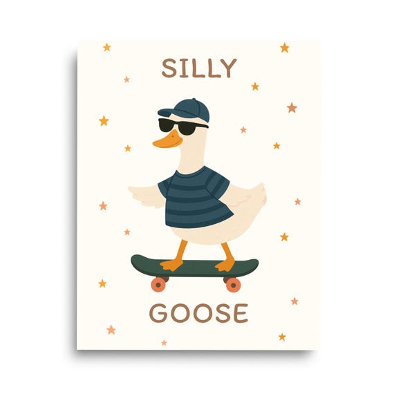 Silly Goose Boy Print, Cute Nursery Wall Art