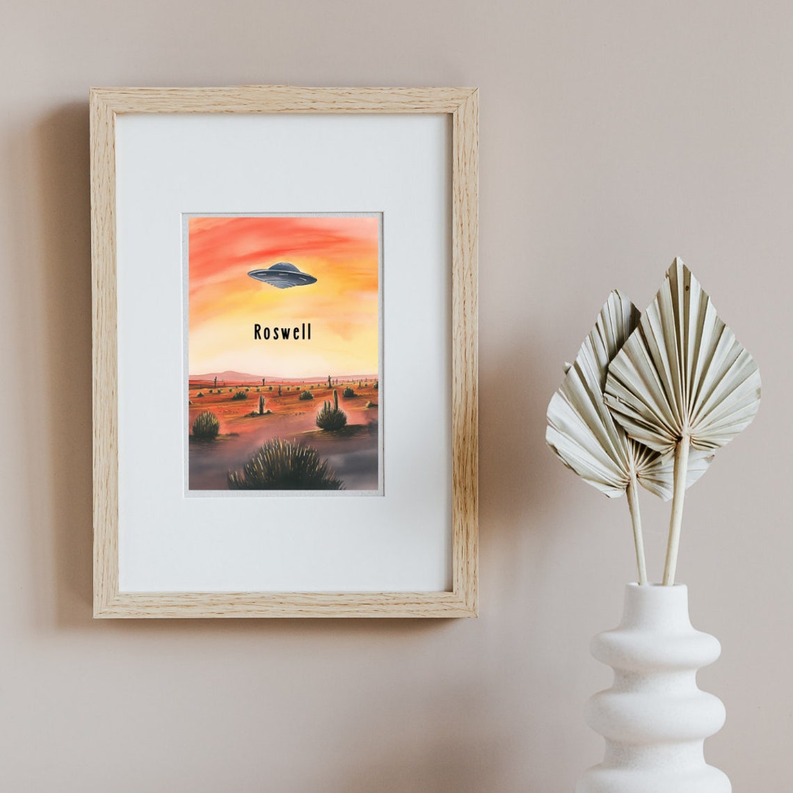 Roswell Flying Saucer Over a Desert Sunset New Mexico Poster - Image 2