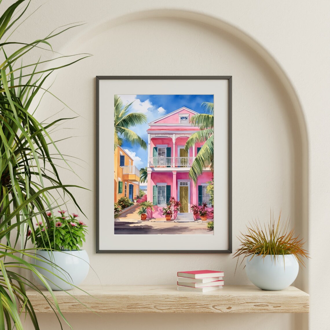 St Thomas Watercolor Print, US Virgin Islands Cityscape - Image 3