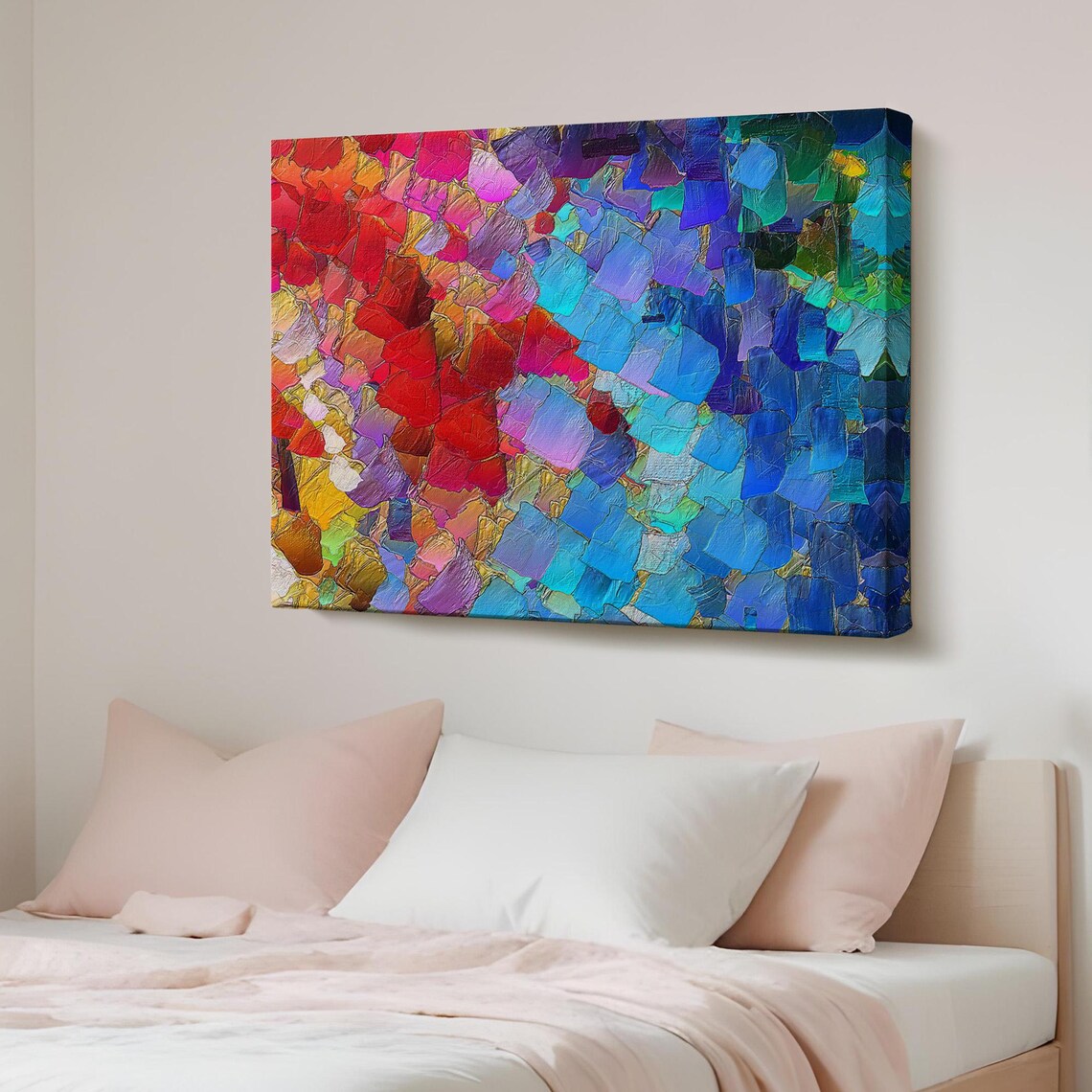 Mosaic Heart Rainbow Tiles Joyful Abstract Colorful Love Wall Art