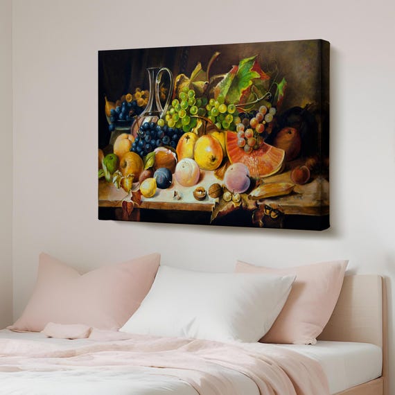 Fruits On The Table Oil Painting Style Canvas Wall Art Housewarming Gifts Classic Room Decor