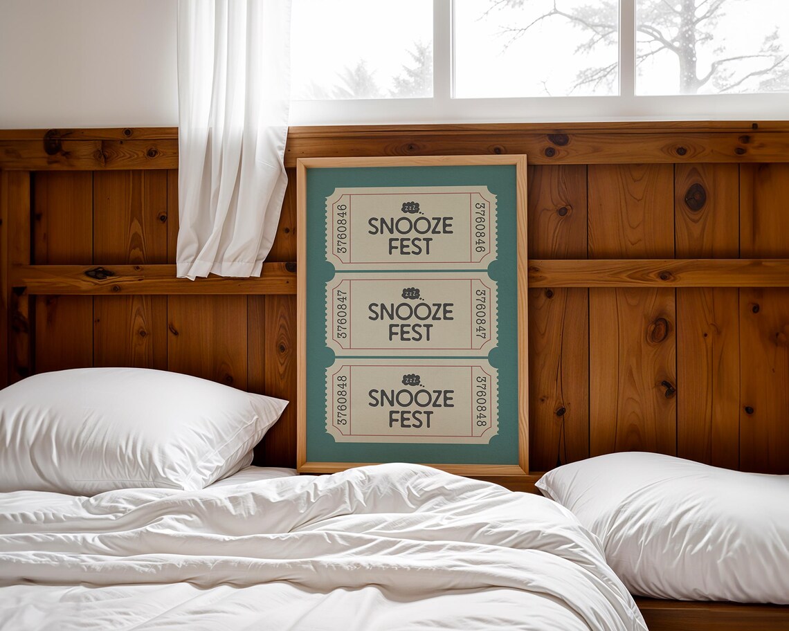 Snooze Fest Vintage Cozy Sleep Ticket Trio Pink Bedroom Wall Art - Image 2