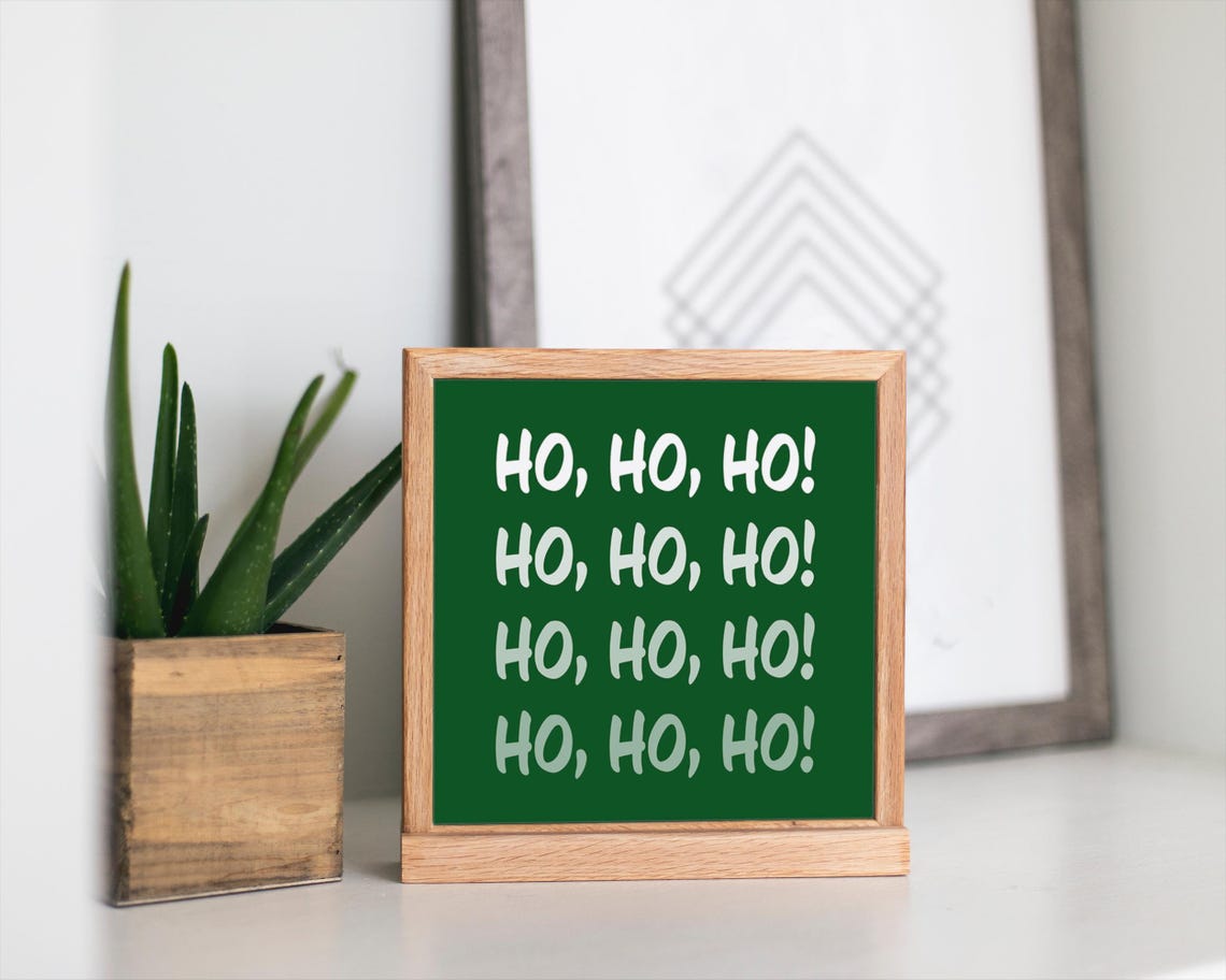 Ho Ho Ho Repeated Christmas Quote Green Holiday Typography Poster - Image 3