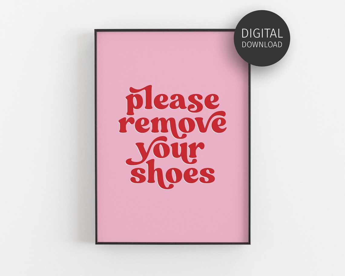 Please Remove Shoes Sign, Retro Entrance Poster