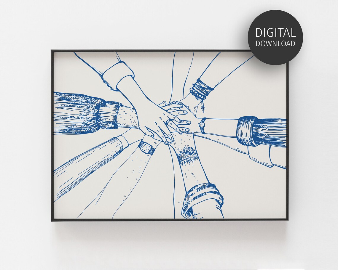 Blue Team Office Decor Teamwork Art Print