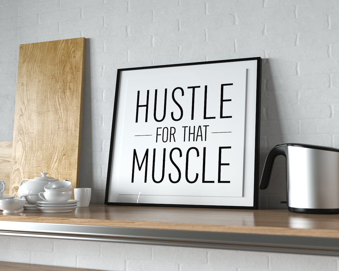 Hustle for That Muscle Gym Motivation Print Workout Fitness Wall Decor - Image 3