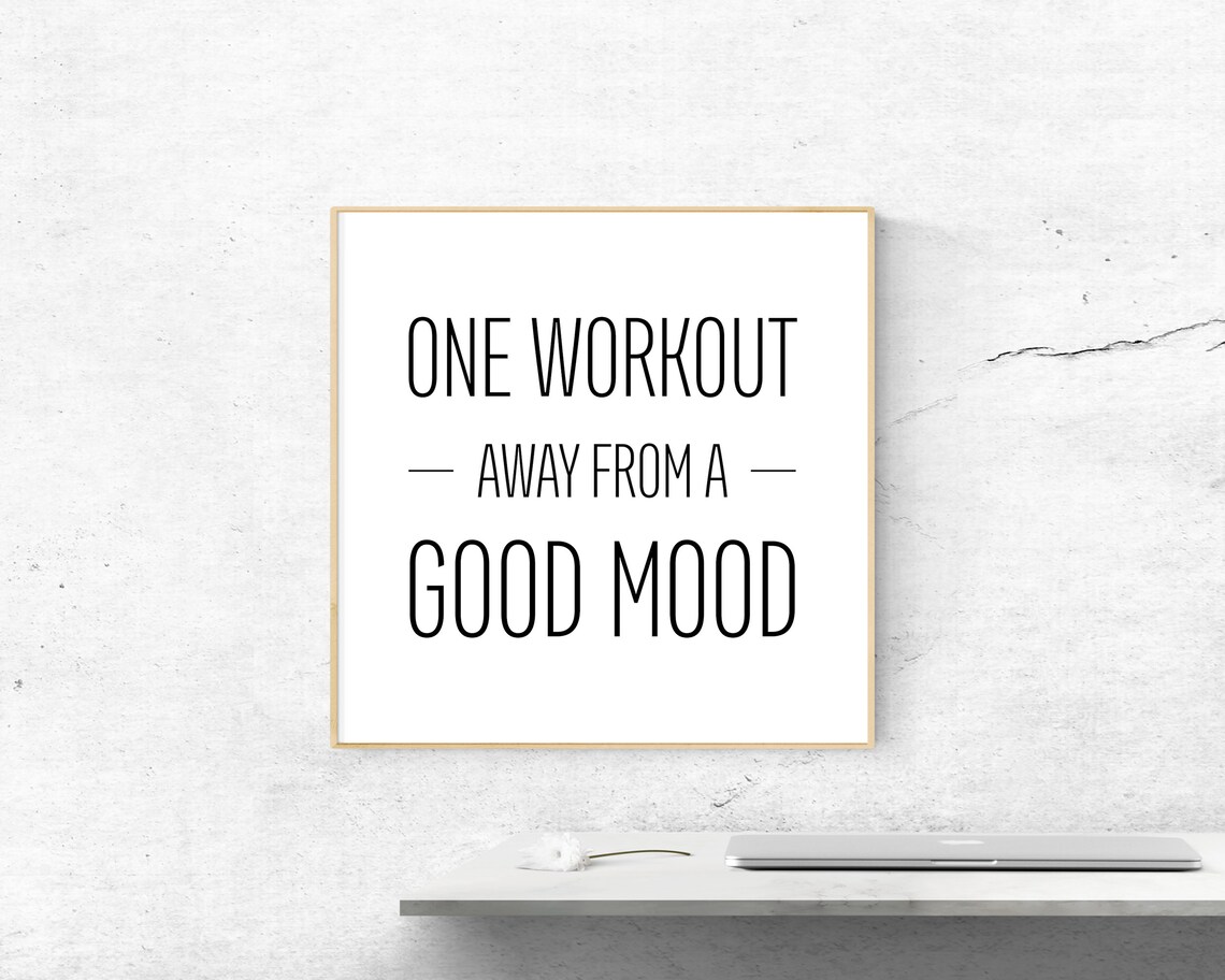 Black And White Fitness Quote Workout Motivation Art Print - Image 3