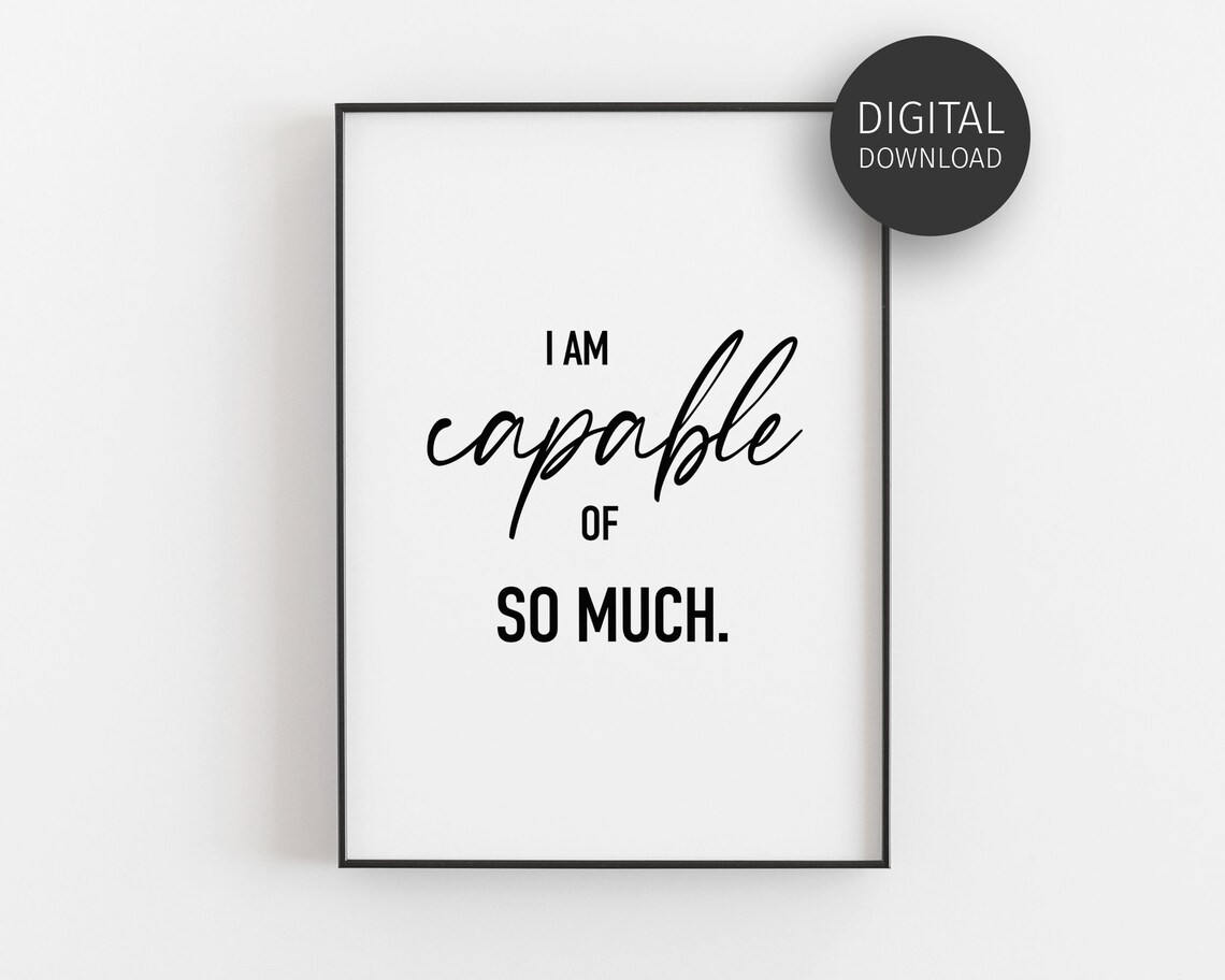 I Am Capable Of So Much Positive Daily Affirmation Quote Wall Art
