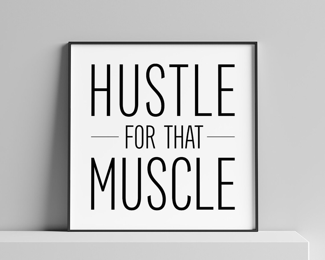 Hustle for That Muscle Gym Motivation Print Workout Fitness Wall Decor - Image 2