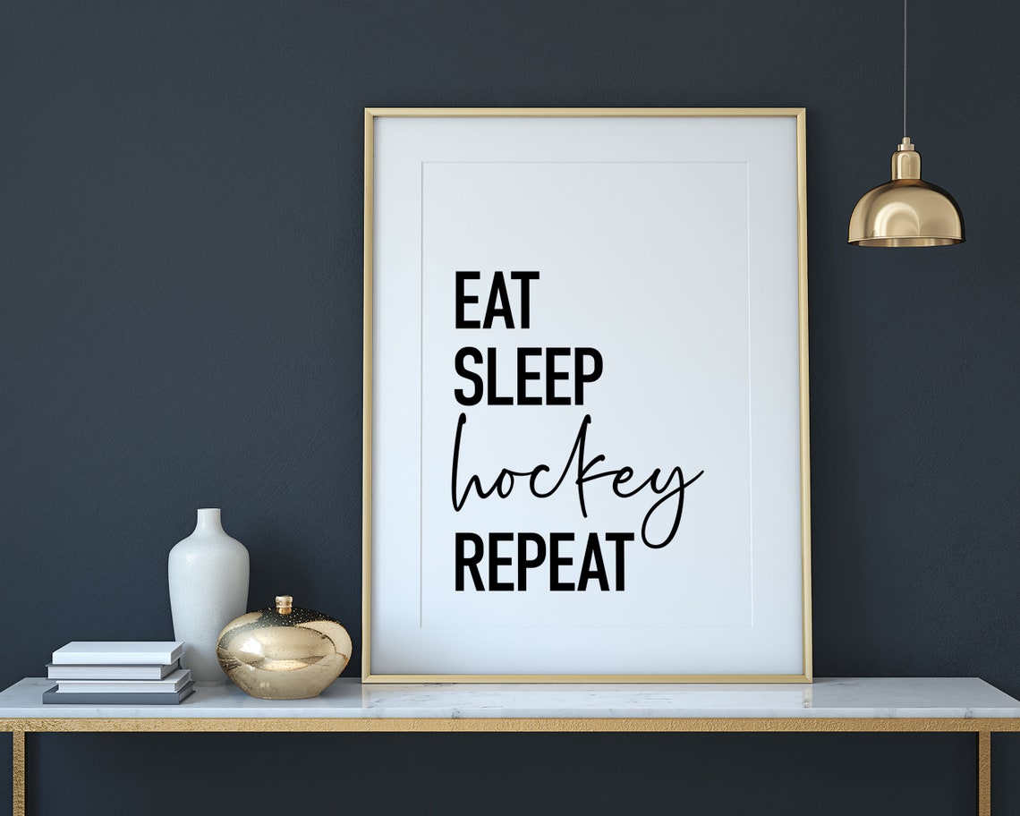 Eat Sleep Hockey Repeat Poster Wall Art Funny Hockey Decor Hockey Gifts For Boys And Girls Hockey Mom Gift Print - Image 3