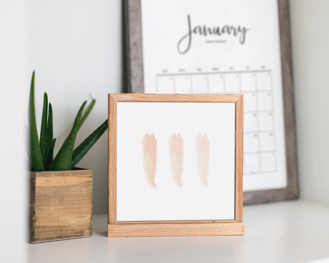 Blush Pink Abstract Watercolor Wall Art Minimalist Beige Brush Strokes - Image 3
