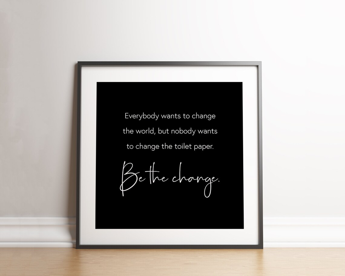 Funny Bathroom Sign Black And White Art Print - Image 3