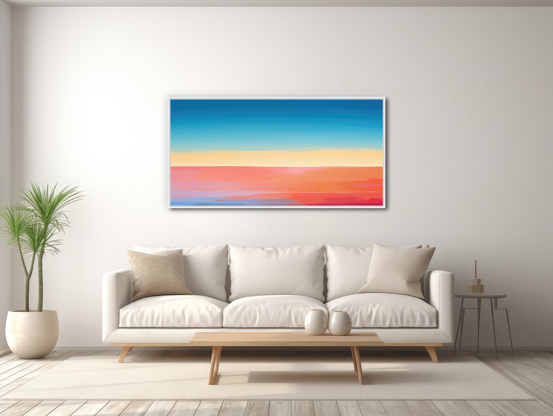 Shoreline Mirage Panoramic Sunset Abstract Beach Sky Gradient Wall Art Poster - Image 3
