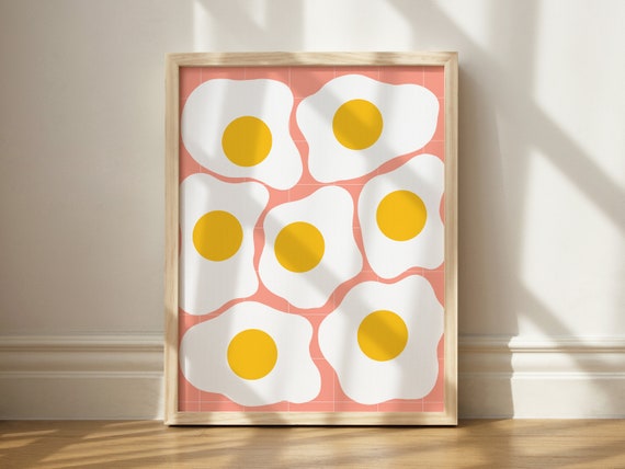 Fried Eggs Art Print, Quirky Kitchen Decor