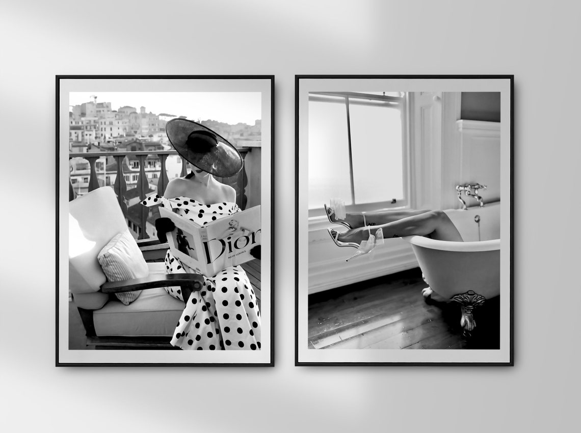 Woman Reading Magazine Print Luxury Fashion Poster Black And White Vintage Photography Hypebeast Wall Art Room Decor - Image 2