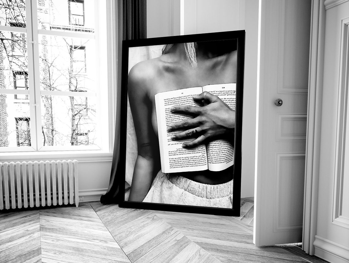 Naked Woman Reading Book Print Hypebeast Wall Art Black And White Fashion Photography Feminist Poster Teen Girl Bathroom Wall Art Decor - Image 4