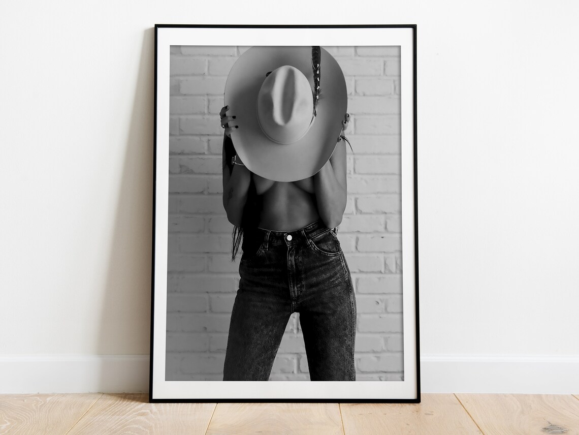 Vintage Cowgirl Print, Black And White Western Art - Image 4