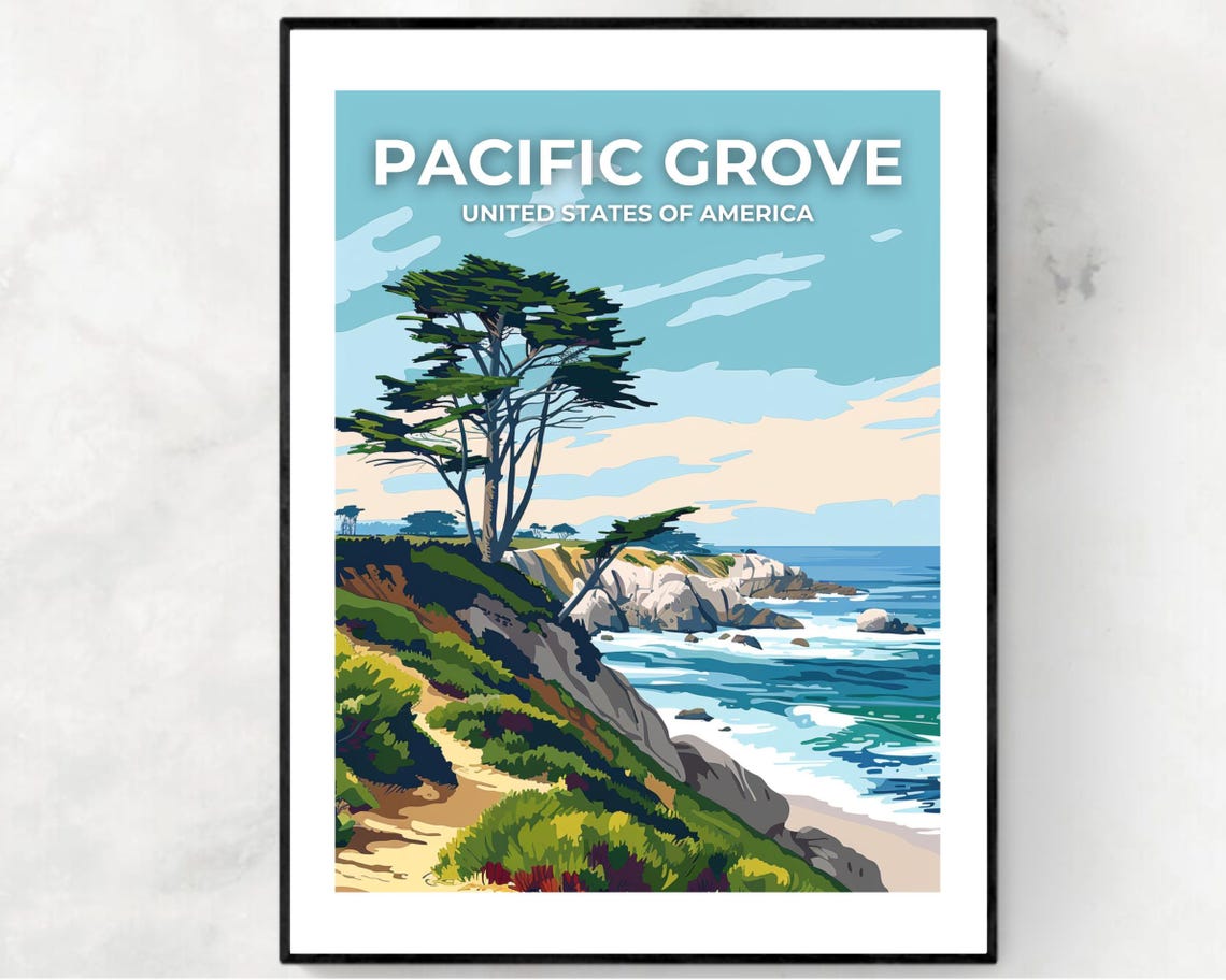 Pacific Grove California Cypress Cliff Ocean View Coastline Poster