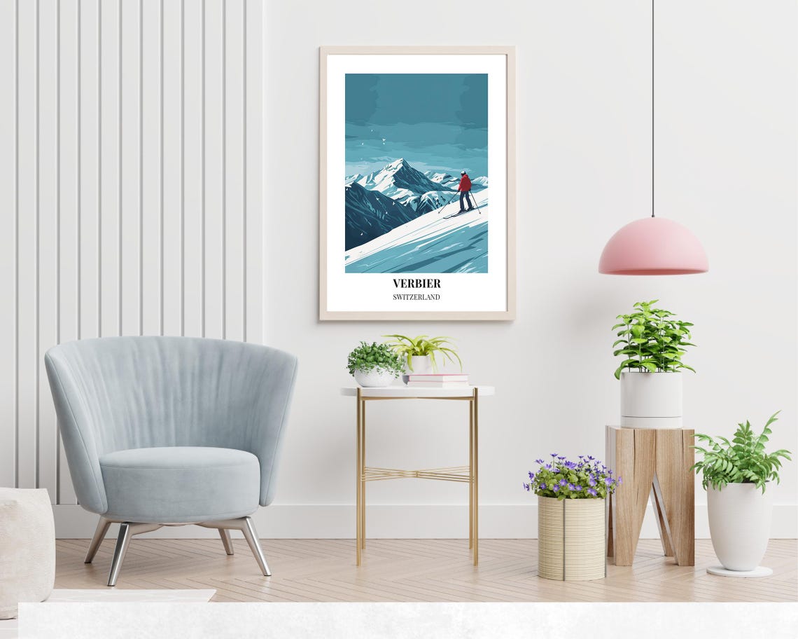 Verbier Switzerland Travel Print Wall Art Verbier Switzerland City Print Verbier Switzerland Travel Gift Verbier Switzerland Poster - Image 2