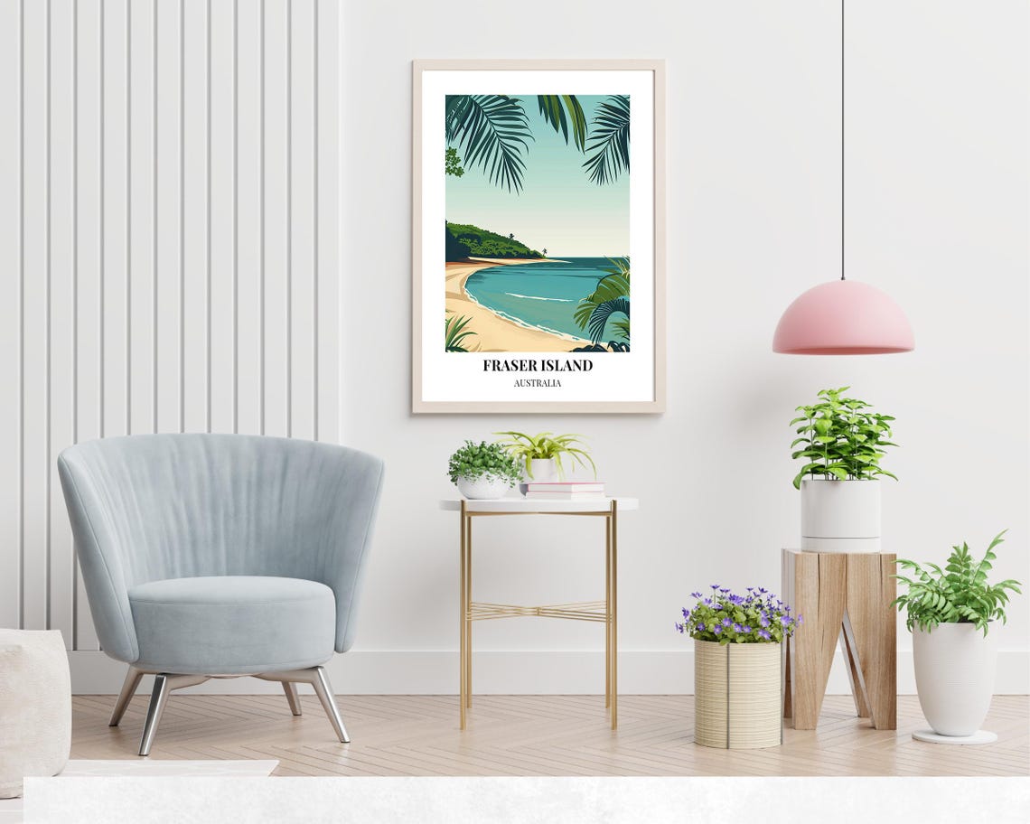 Fraser Island Australia Tropical Palm Cove Beach Daytime Travel Poster - Image 2