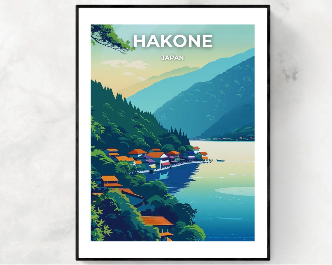 Lake Ashi Travel Print Wall Art Hakone Japan City Print Lake Ashi Travel Gift Lake Ashi Poster Travel Gift Wall Art