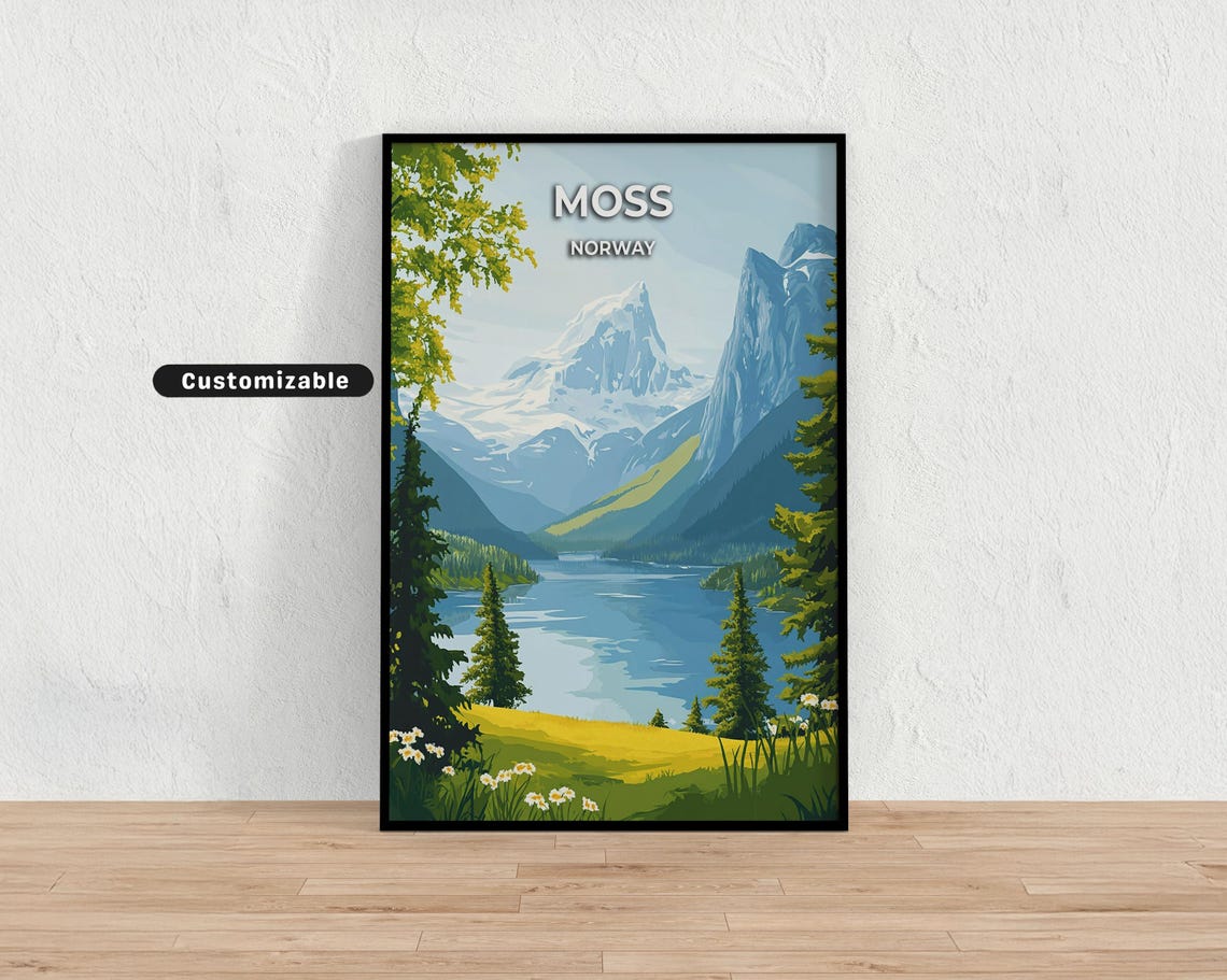 Moss Norway Mountain Lake Wildflower Meadow Summer Travel Poster