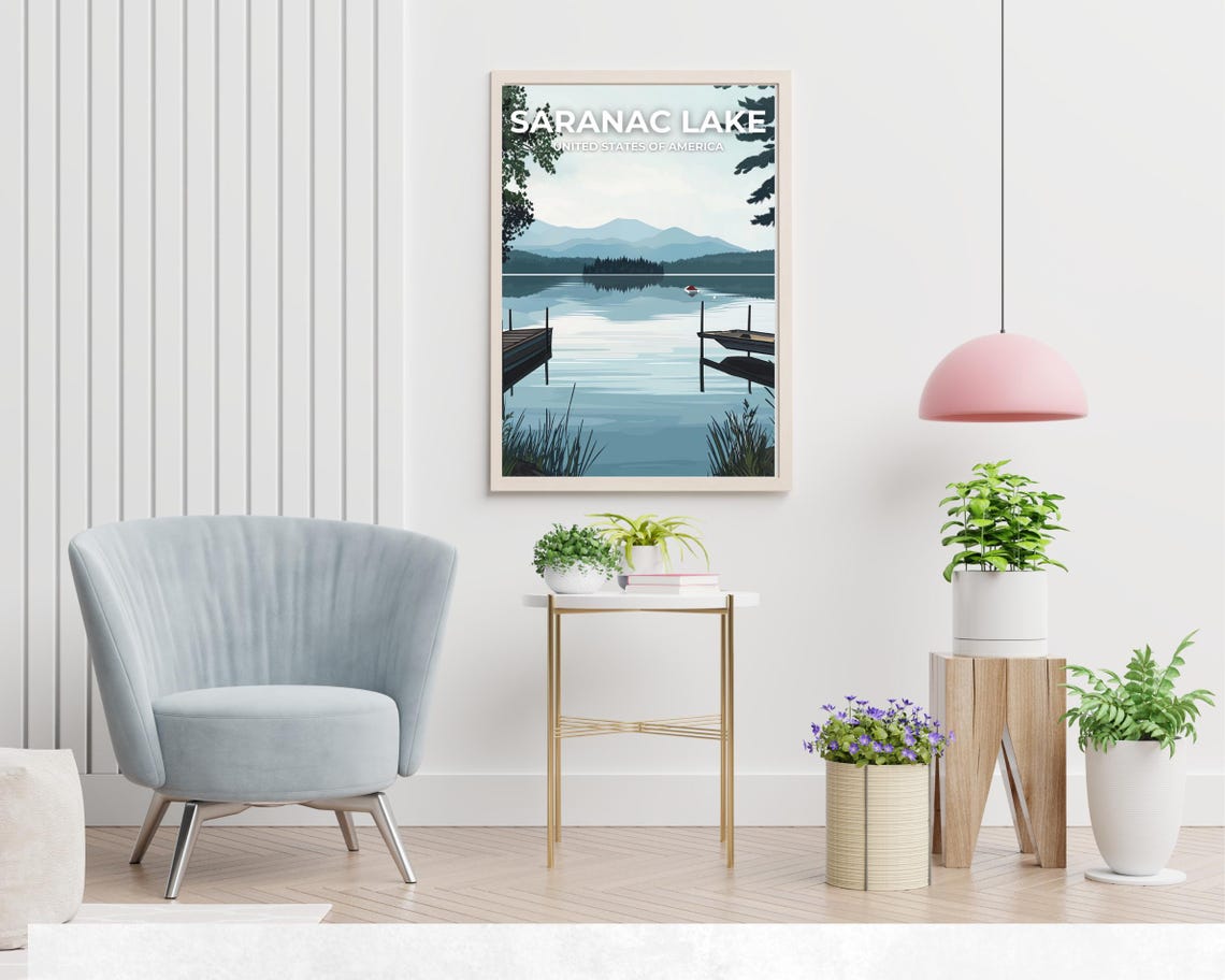 Saranac Lake New York Travel Print Wall Art Saranac Lake New York City Print Saranac Lake New York Travel Gift Saranac Lake Wall Art - Image 2