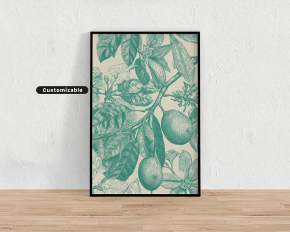 Vintagestyle Botanical Drawing In Pale Green Ink Minimal Wall Art Neutral Nature Print